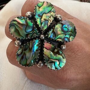 Sterling silver 925 Abalone Shell Flower Ring